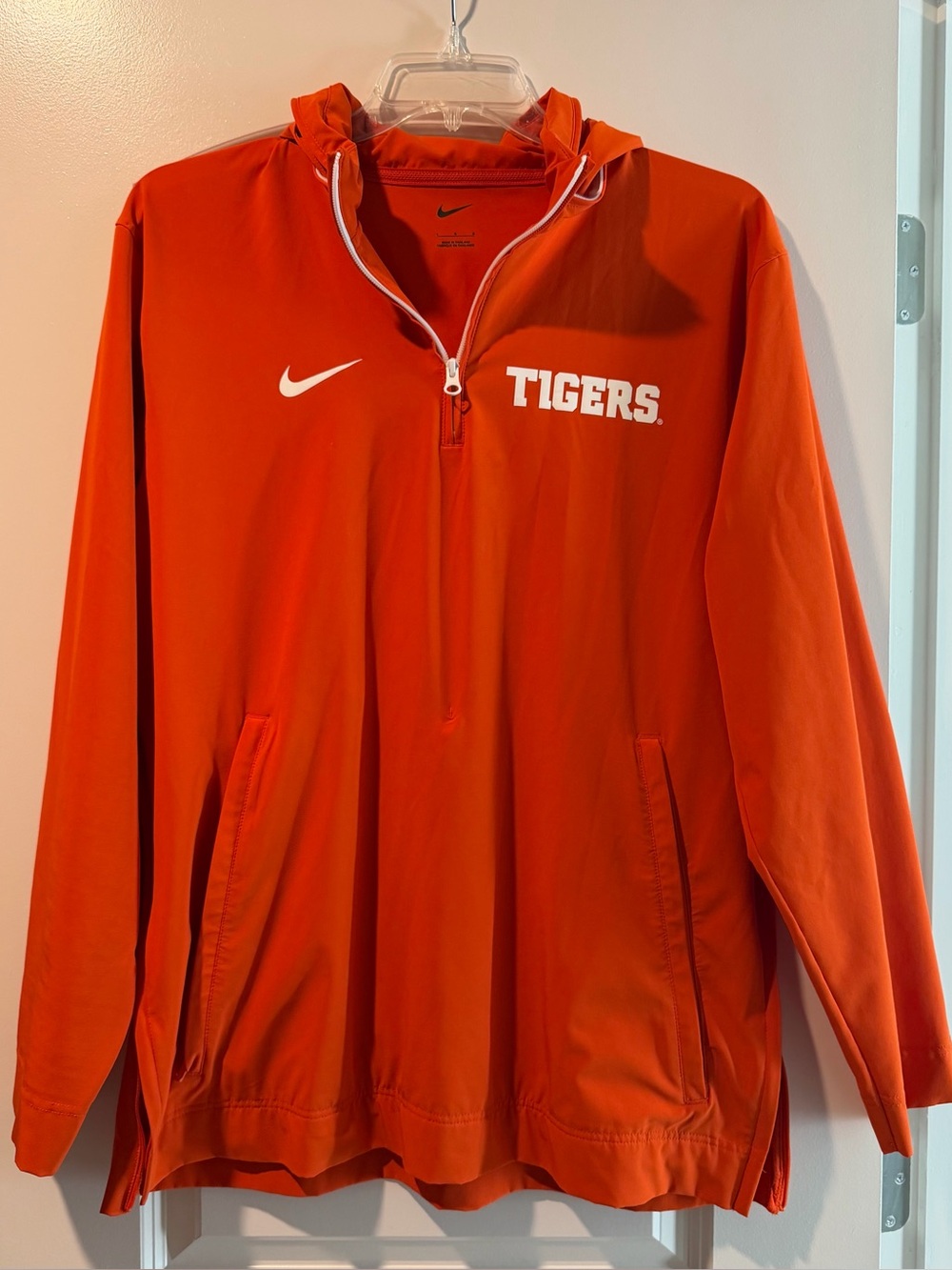 Nike Orange Tigers Half-Zip Hooded Pullover
